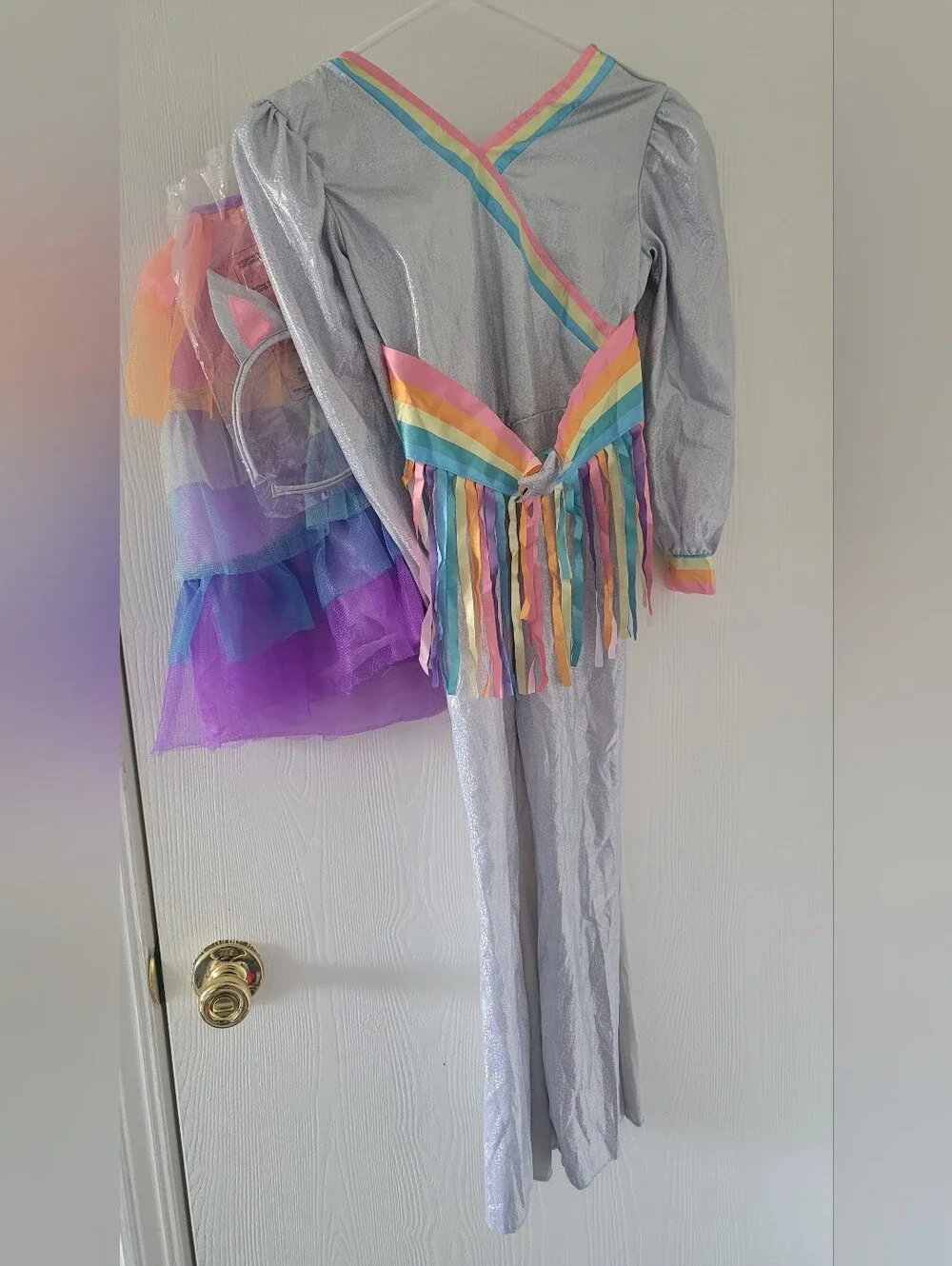 Target Rock Star Unicorn Costume Silver Multicolor Kids Sz S 6-8 Year Halloween.